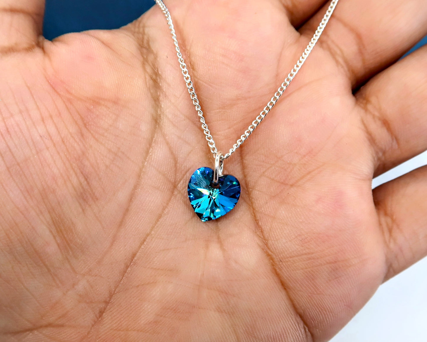Dije Corazon - Piedra Swarovski Efecto Tornasol Chico 1cm
