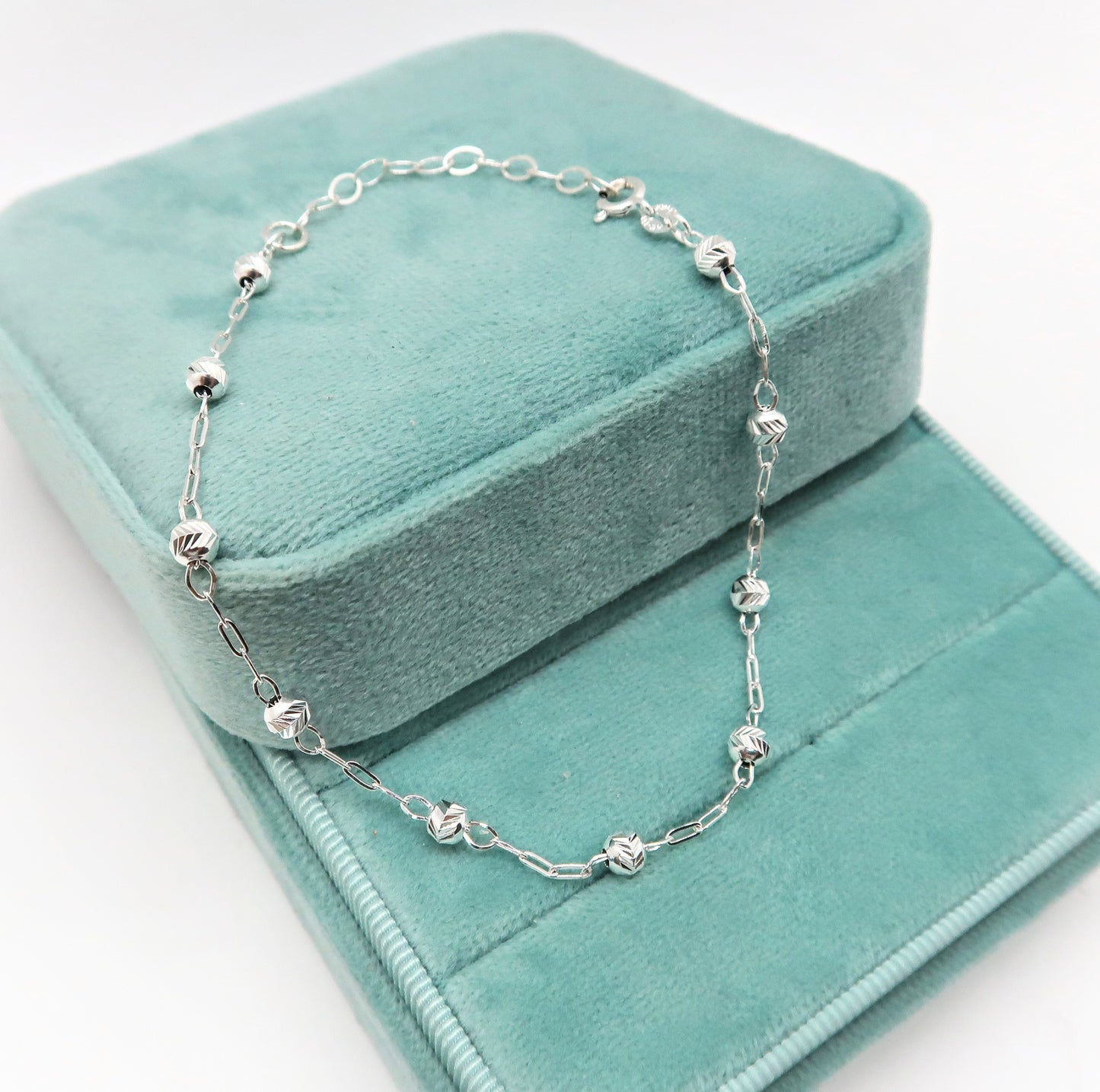 Tobillera de Eslabones y Balin Corte Diamantado