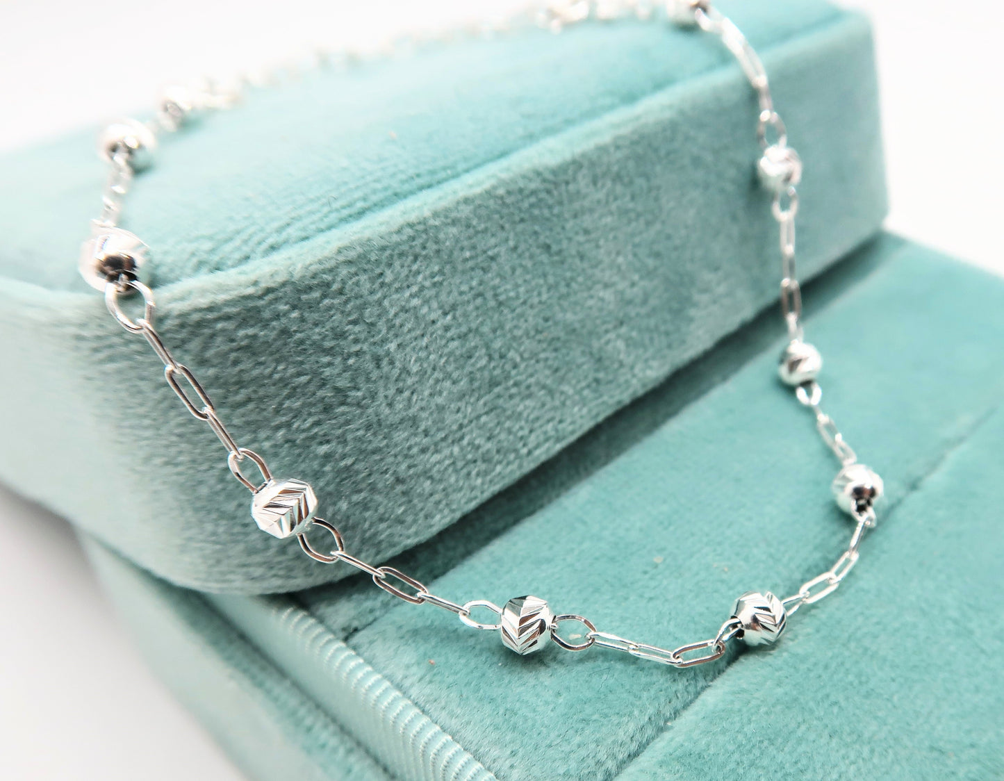 Tobillera de Eslabones y Balin Corte Diamantado