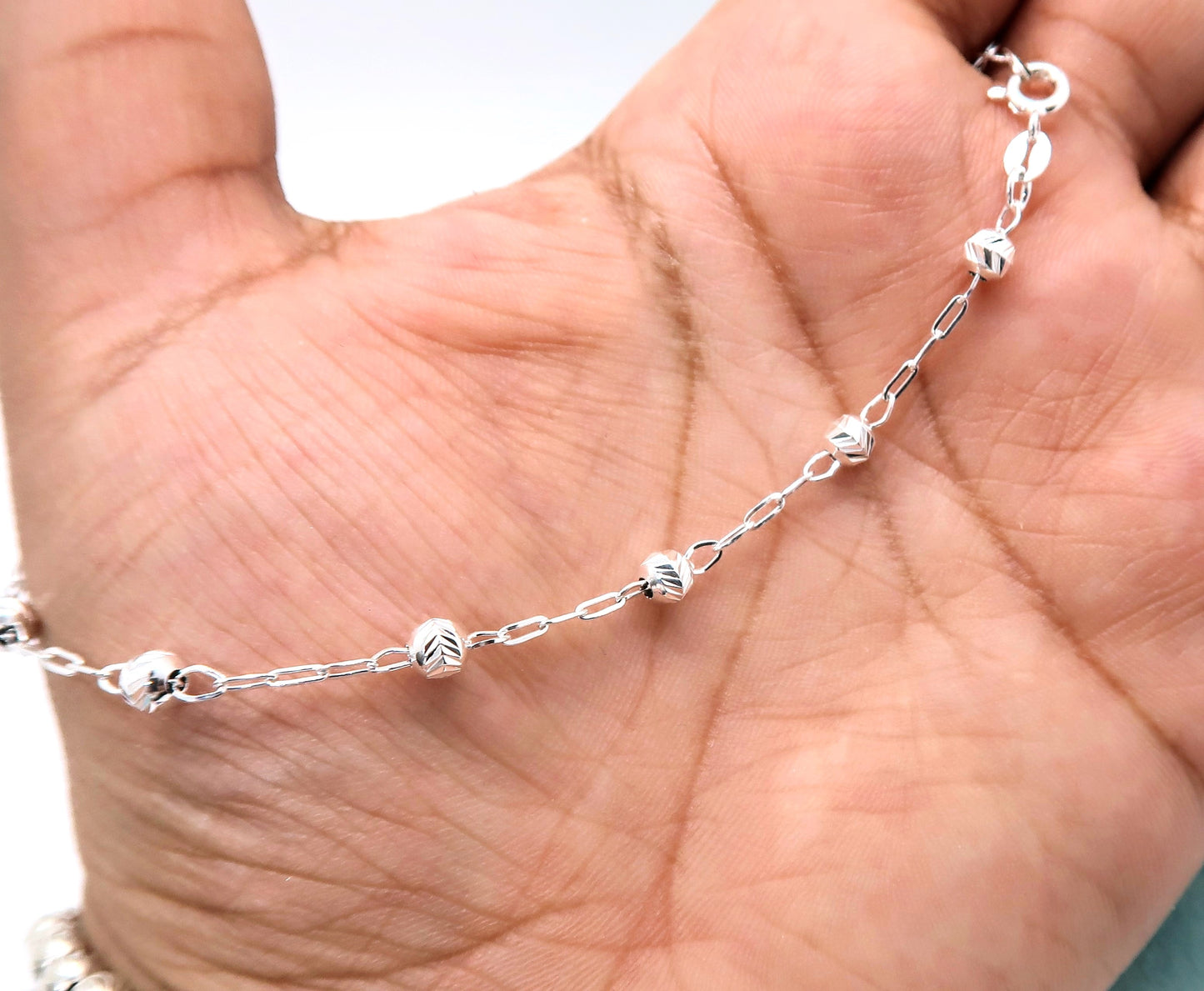 Tobillera de Eslabones y Balin Corte Diamantado