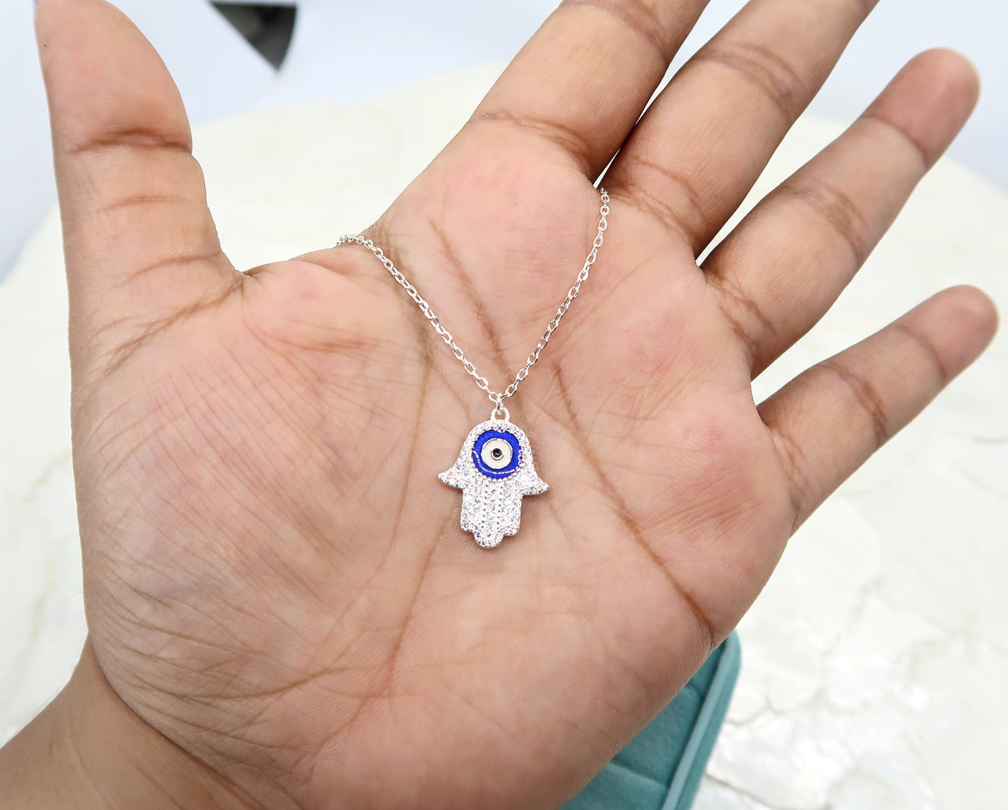 Collar Mano y Ojo Turco con Zirconia