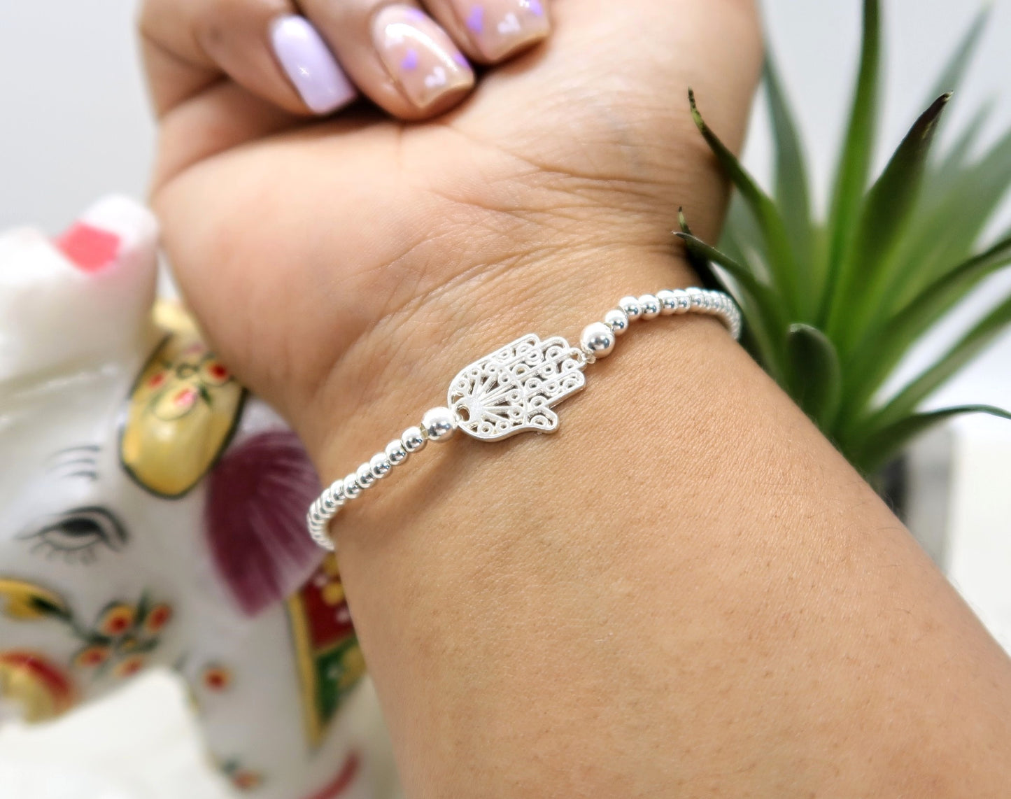 Pulsera Mano de Fatima, elástico