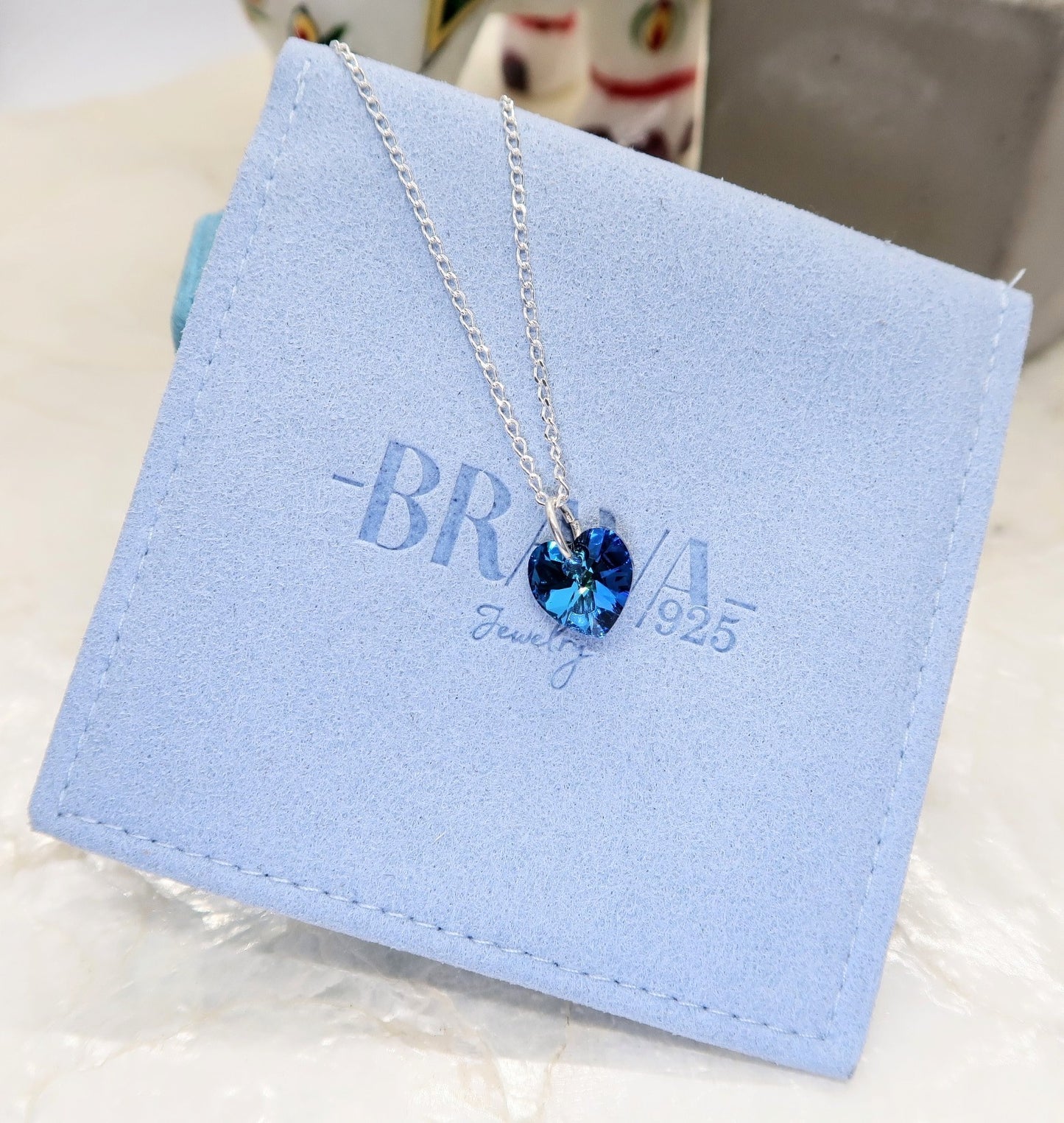 Dije Corazon - Piedra Swarovski Efecto Tornasol Chico 1cm