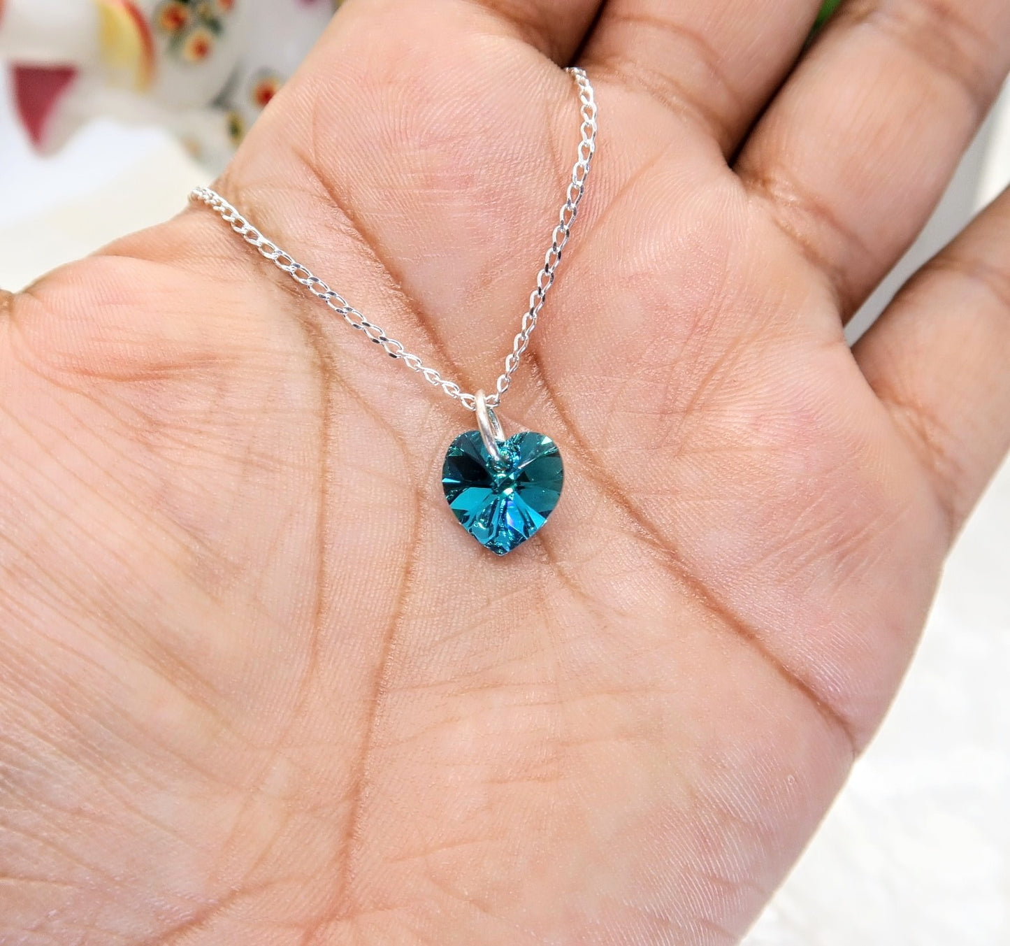 Dije Corazon - Piedra Swarovski Efecto Tornasol Chico 1cm