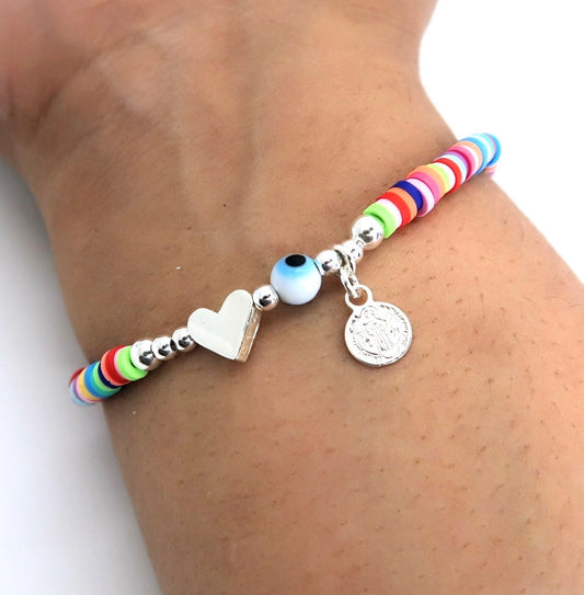 Pulsera Corazon, San Benito, Ojo Turco